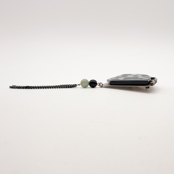 Alone Larsen Sterling Silver Brooch Modernist w Inlay Tassel "Romance Series" - Picture 8 of 13